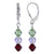 Green Red and Clear AB Round Austrian Crystals 925 Sterling Silver Drop Earrings - Gem Avenue