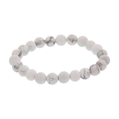 Howlite Gemstone Bead Handmade Stretch Bracelet - Gem Avenue