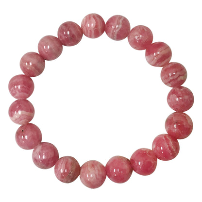 Rhodochrosite Gemstone Bead Unisex Handmade Stretch Bracelet - Gem Avenue
