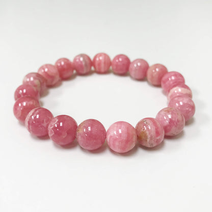 Rhodochrosite Gemstone Bead Unisex Handmade Stretch Bracelet - Gem Avenue