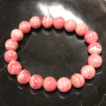 Rhodochrosite Gemstone Bead Unisex Handmade Stretch Bracelet - Gem Avenue
