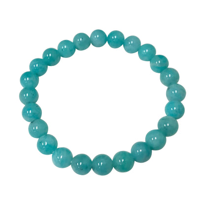 Natural Blue Amazonite Gemstone Unisex Stretch Bracelet - Gem Avenue