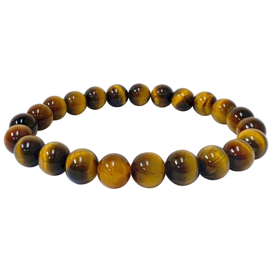 Brown Tiger Eye Gemstone Bead Handmade Stretch Unisex Bracelet - Gem Avenue