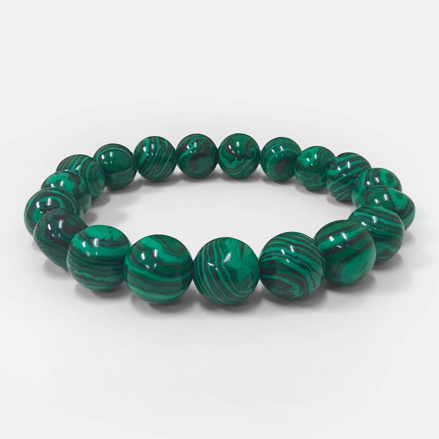 Natural Green Malachite Bead Unisex Handmade Stretch Bracelet - Gem Avenue