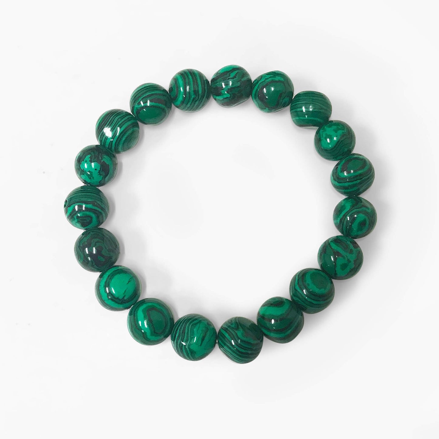 Natural Green Malachite Bead Unisex Handmade Stretch Bracelet - Gem Avenue