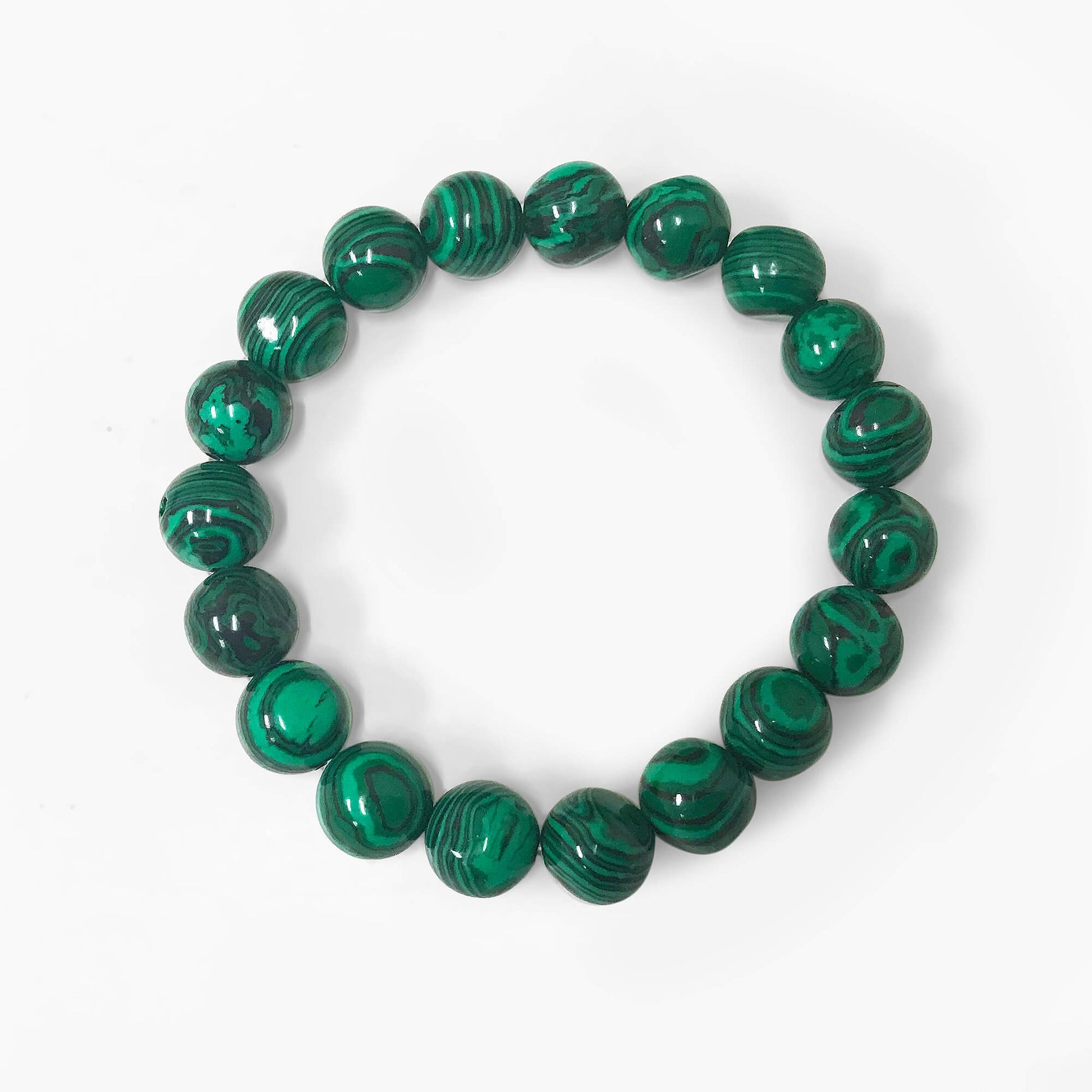 Natural Green Malachite Bead Unisex Handmade Stretch Bracelet - Gem Avenue