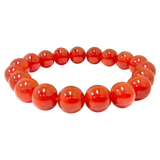 Orange Carnelian Bead Unisex Handmade Stretch Bracelet - Gem Avenue