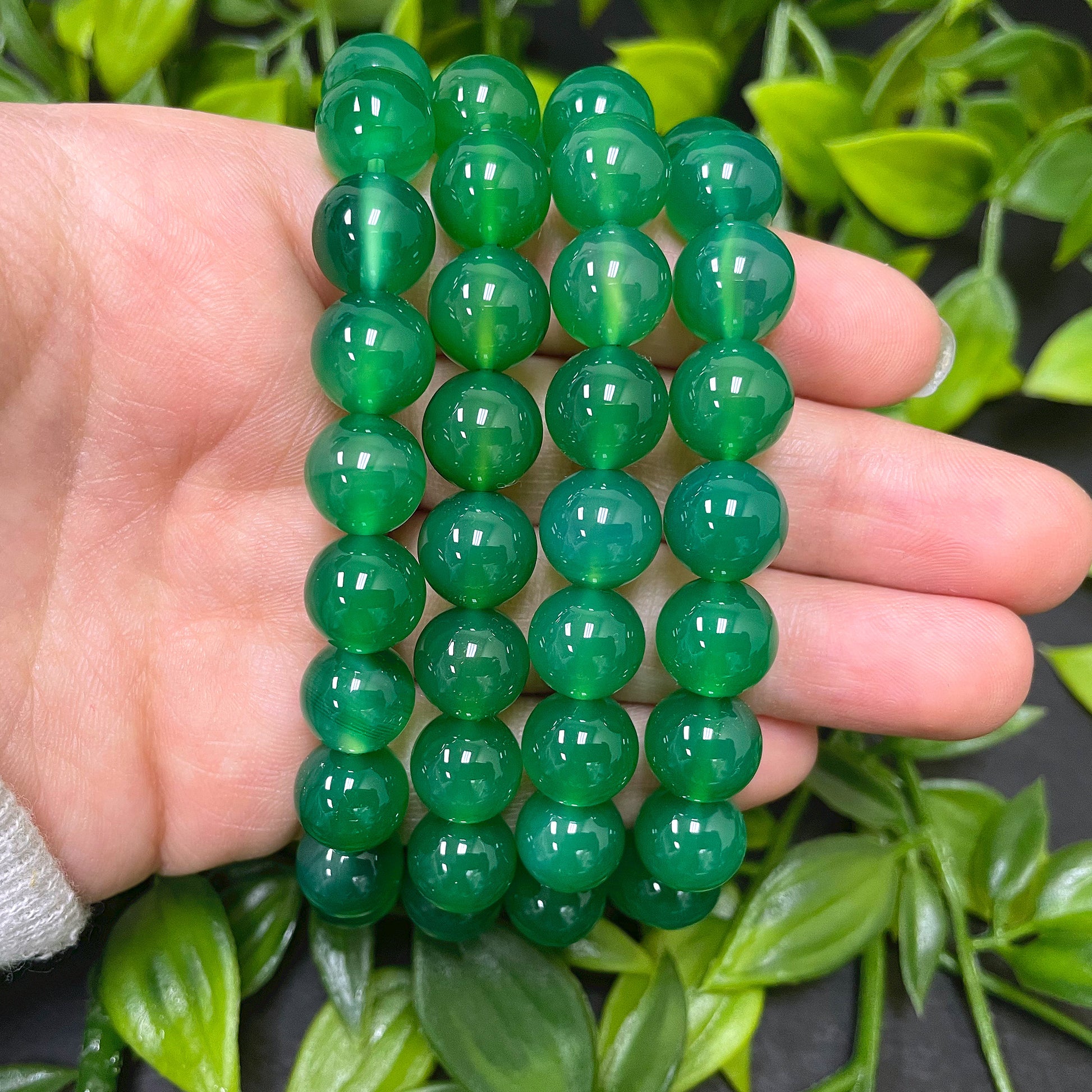 Stretch Dyed Green Agate Bead Unisex Bracelet - Gem Avenue
