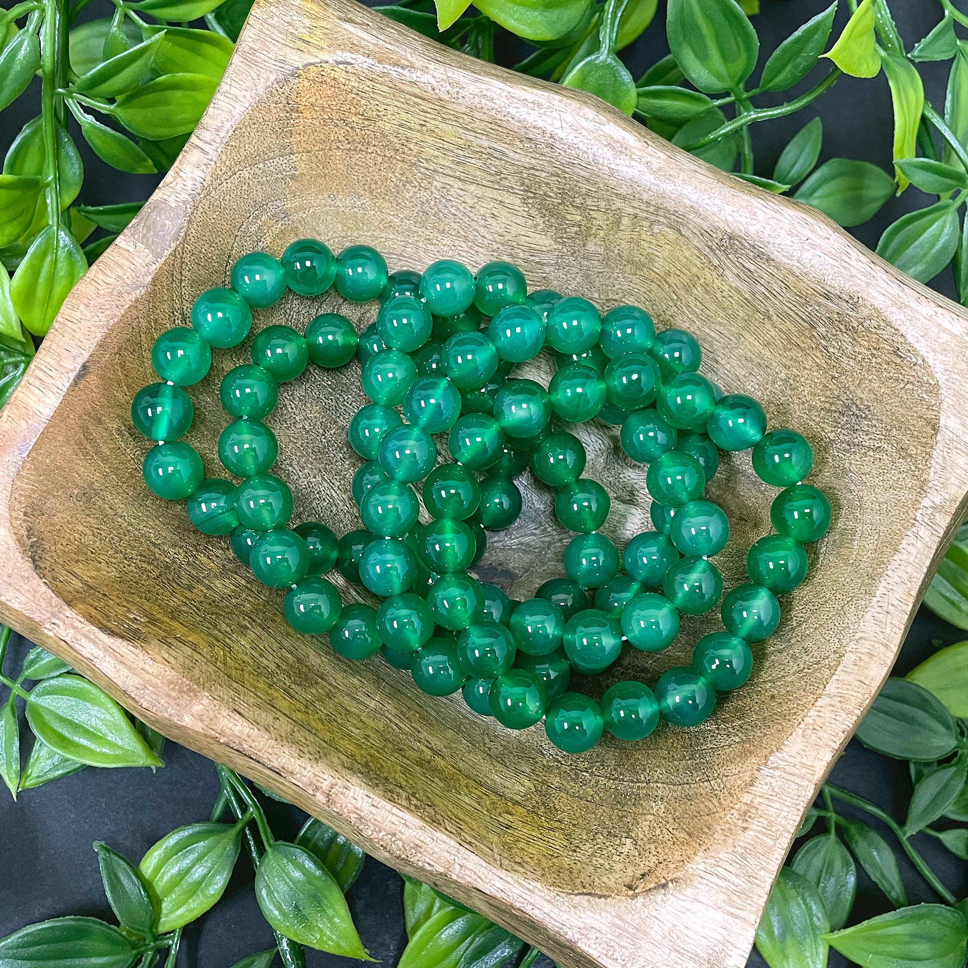 Stretch Dyed Green Agate Bead Unisex Bracelet - Gem Avenue