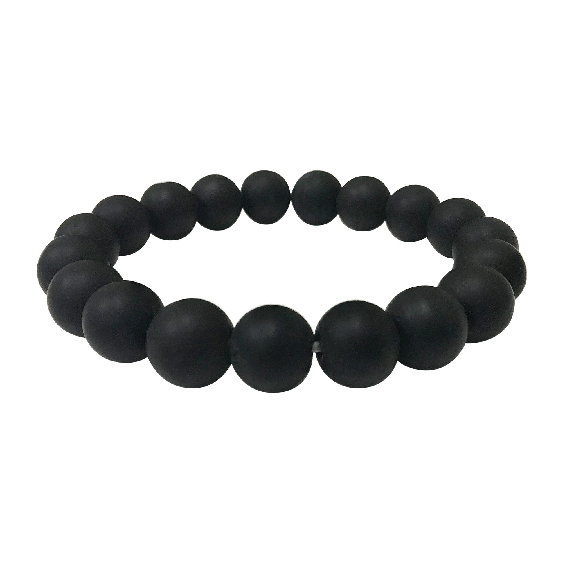 Handmade Round Stretch Black Onyx in Matt Finish Bead Unisex Bracelet - Gem Avenue