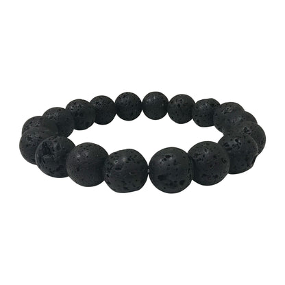 Handmade Stretch Lava Stone Bead Unisex Bracelet - Gem Avenue