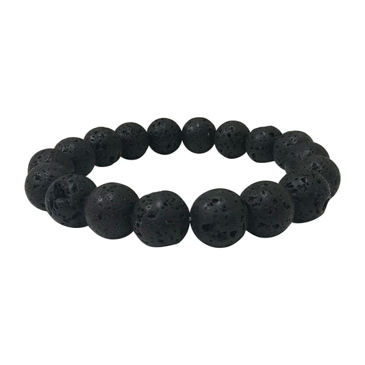 Handmade Stretch Lava Stone Bead Unisex Bracelet - Gem Avenue