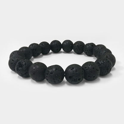 Handmade Stretch Lava Stone Bead Unisex Bracelet - Gem Avenue