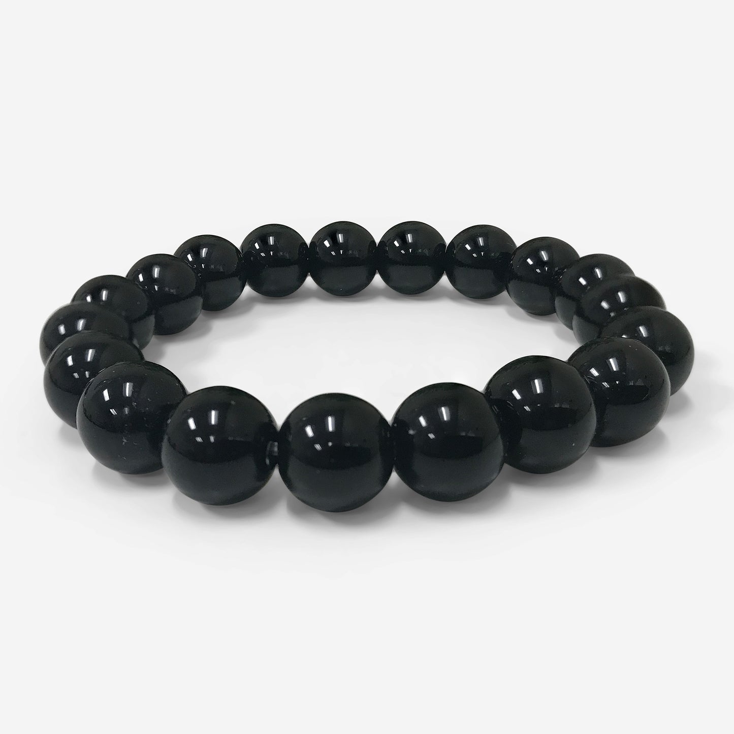 Handmade Stretch Black Onyx Bead Unisex Bracelet - Gem Avenue