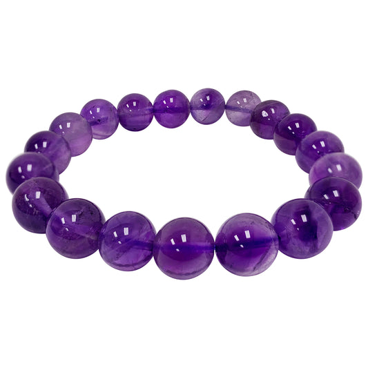 Handmade Stretch Purple Amethyst Bead Unisex Bracelet - Gem Avenue