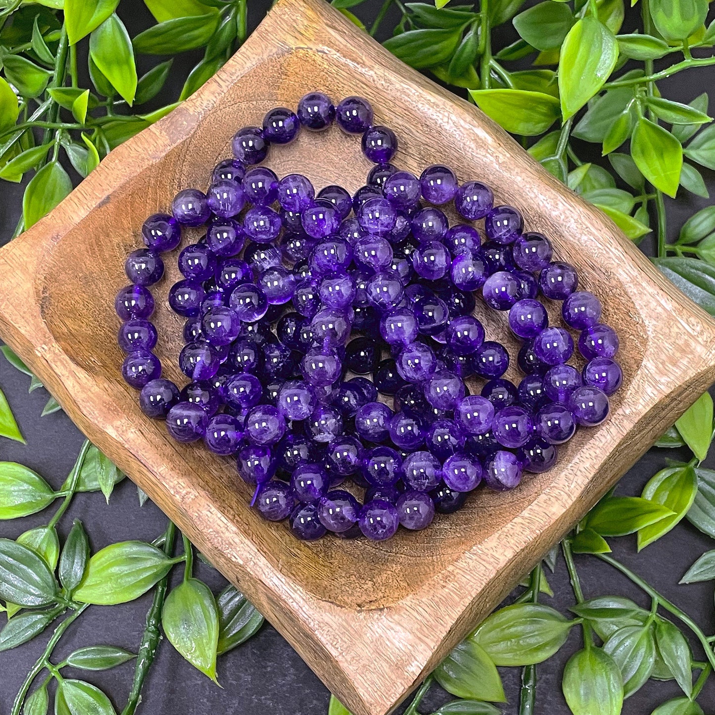 Handmade Stretch Purple Amethyst Bead Unisex Bracelet - Gem Avenue
