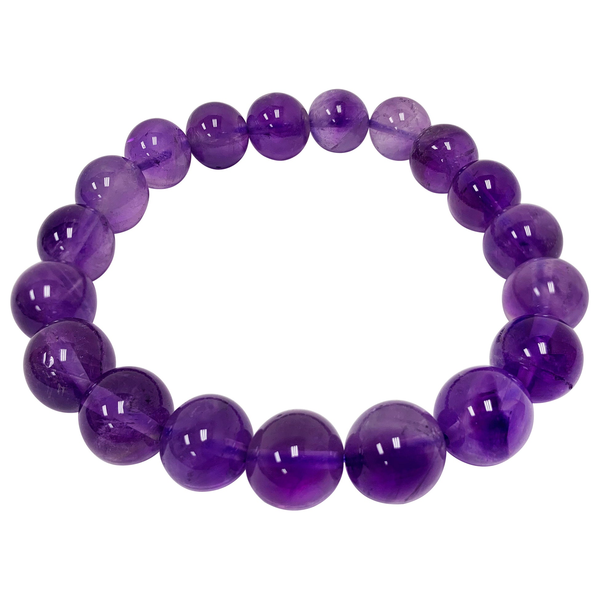Handmade Stretch Purple Amethyst Bead Unisex Bracelet - Gem Avenue