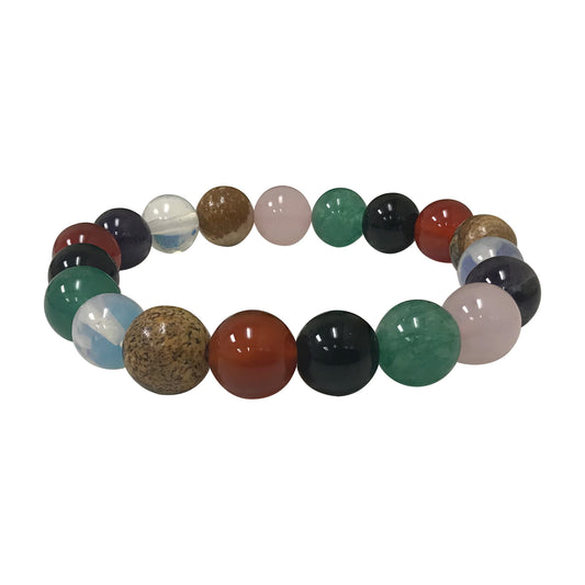 Handmade Stretch Multi Gemstone Round Bead Unisex Bracelet - Gem Avenue