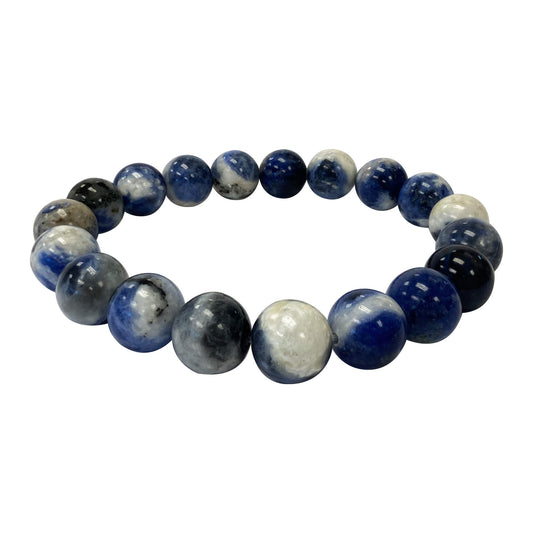 Blue Sodalite Gemstone Bead Unisex Stretch Bracelet - Gem Avenue