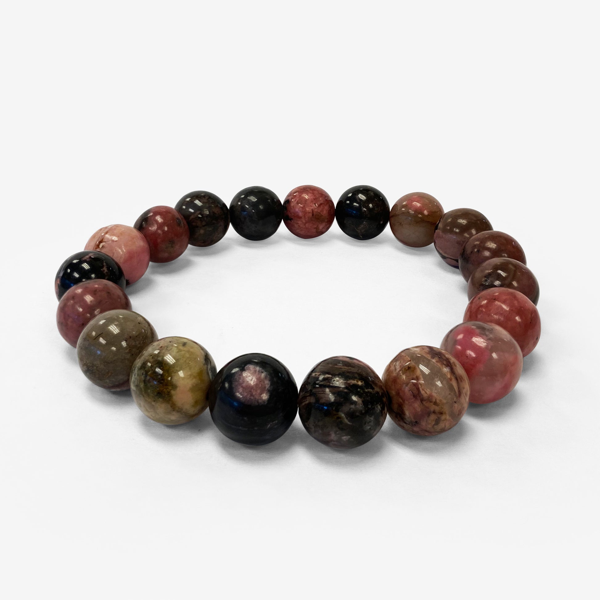 Rhodonite Gemstone Bead Unisex Handmade Stretch Bracelet - Gem Avenue