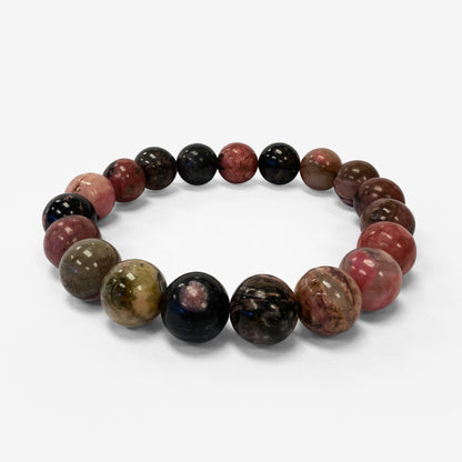 Rhodonite Gemstone Bead Unisex Handmade Stretch Bracelet - Gem Avenue