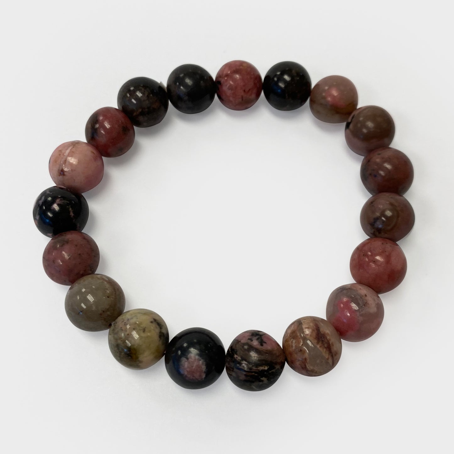 Rhodonite Gemstone Bead Unisex Handmade Stretch Bracelet - Gem Avenue