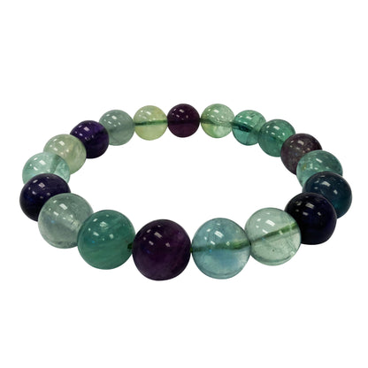 Fluorite Gemstone Bead Unisex Handmade Stretch Bracelet - Gem Avenue