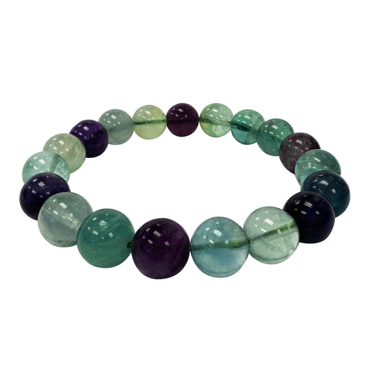 Fluorite Gemstone Bead Unisex Handmade Stretch Bracelet - Gem Avenue