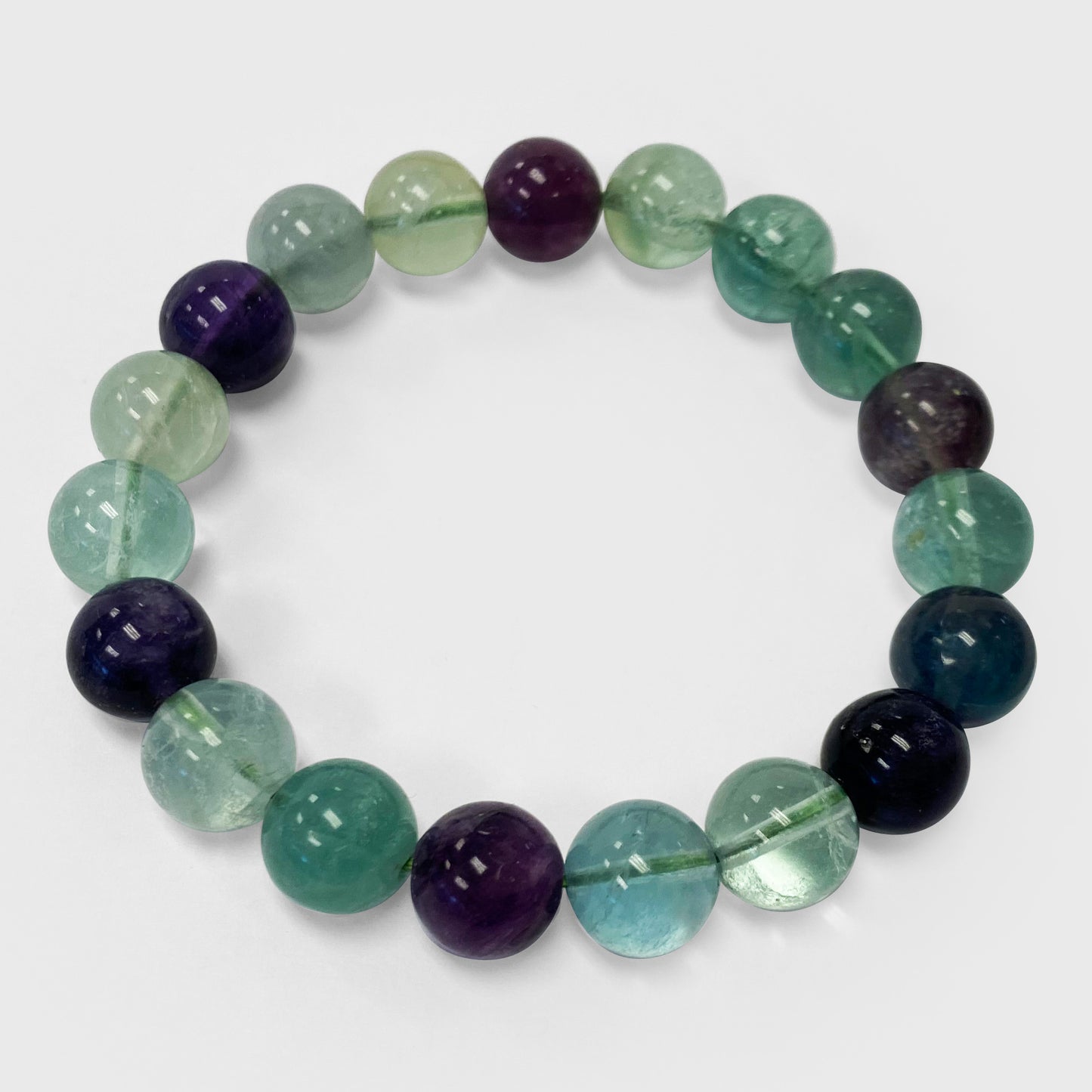 Fluorite Gemstone Bead Unisex Handmade Stretch Bracelet - Gem Avenue