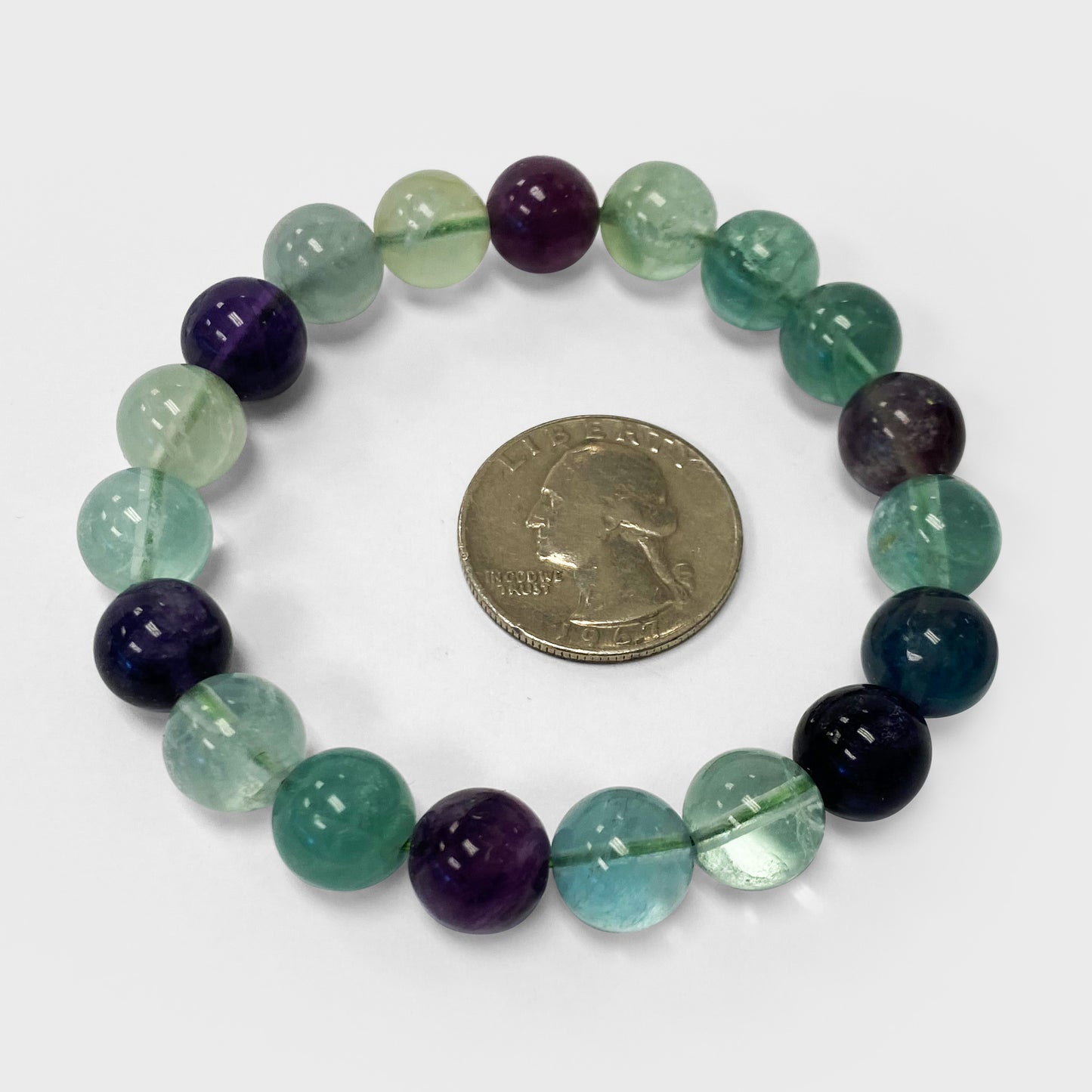 Fluorite Gemstone Bead Unisex Handmade Stretch Bracelet - Gem Avenue