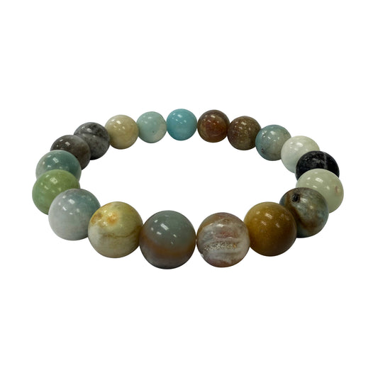 Amazonite Gemstone Bead Unisex Handmade Stretch Bracelet - Gem Avenue