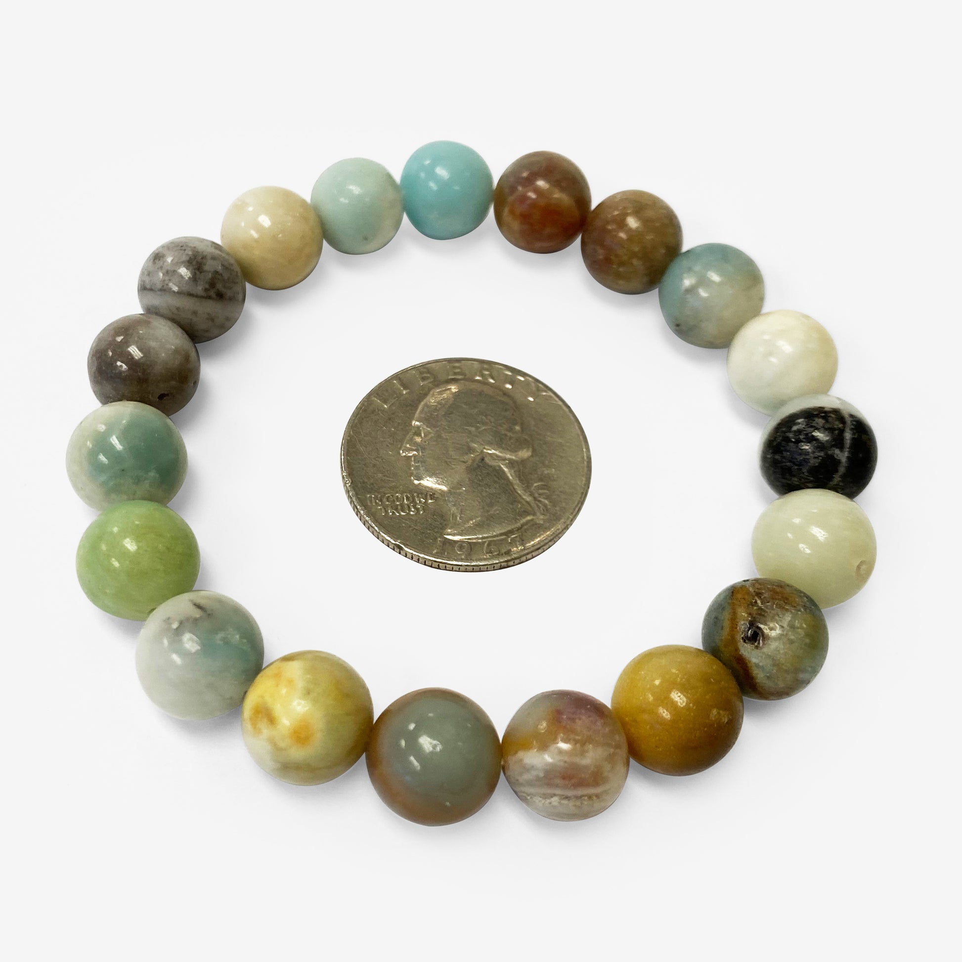 Amazonite Gemstone Bead Unisex Handmade Stretch Bracelet - Gem Avenue