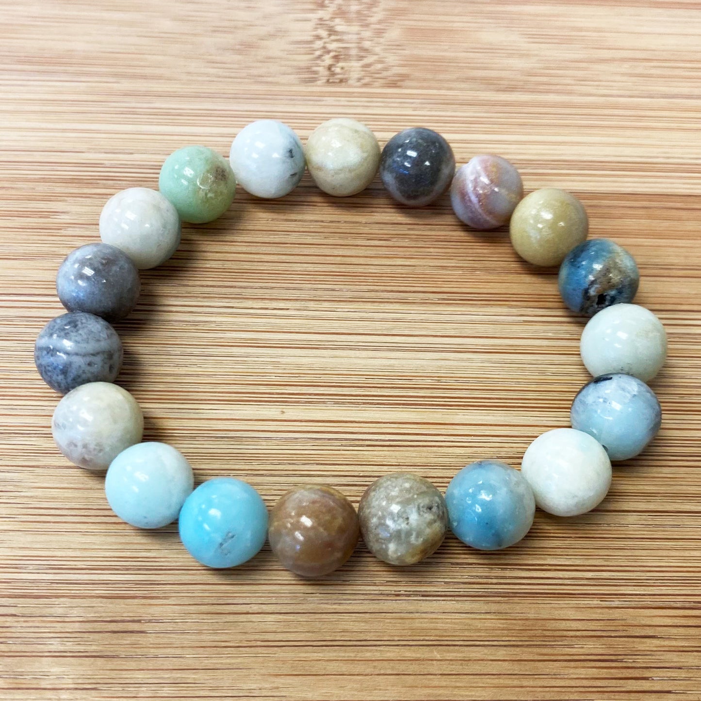 Amazonite Gemstone Bead Unisex Handmade Stretch Bracelet - Gem Avenue