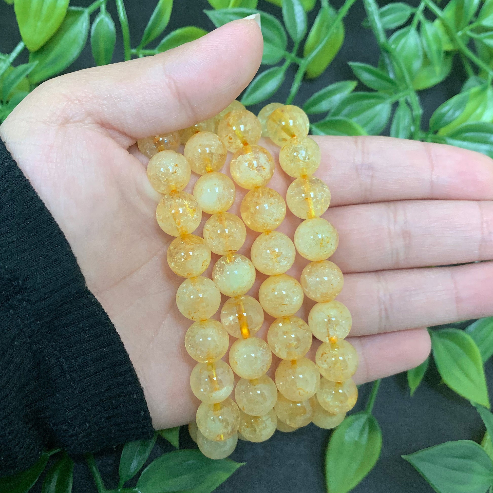 Citrine Gemstone Bead Unisex Handmade Stretch Bracelet - Gem Avenue
