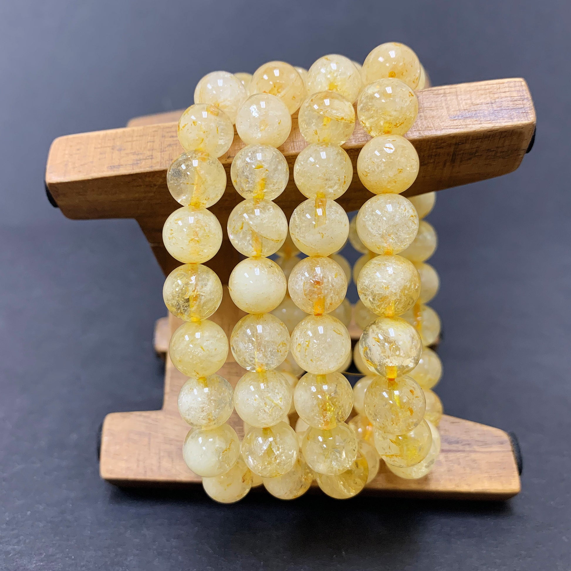 Citrine Gemstone Bead Unisex Handmade Stretch Bracelet - Gem Avenue