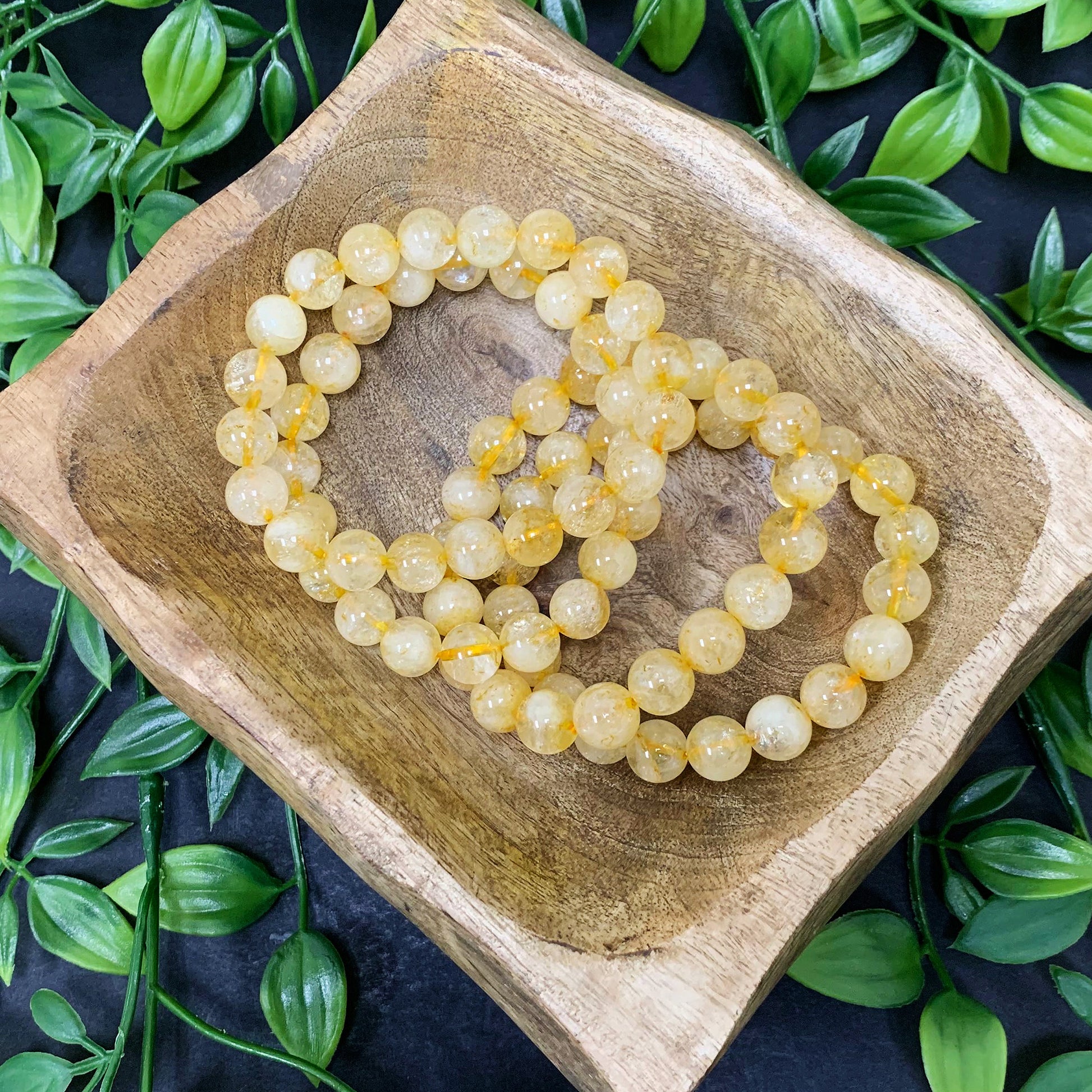 Citrine Gemstone Bead Unisex Handmade Stretch Bracelet - Gem Avenue