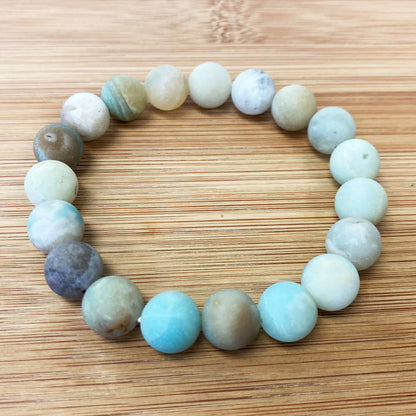 Amazonite Bead Unisex Stretch Bracelet - Gem Avenue