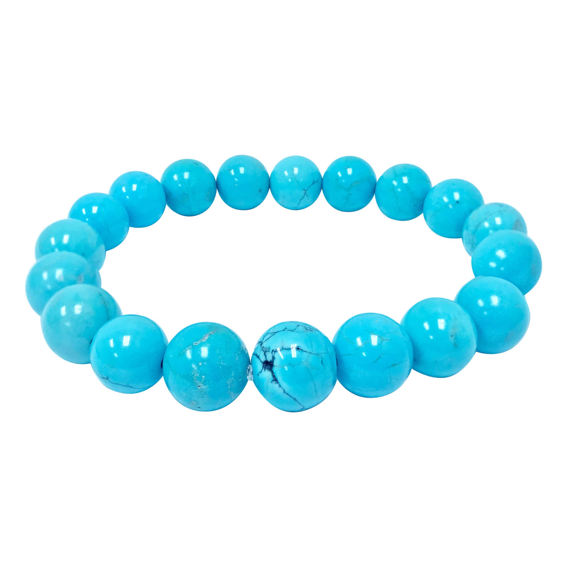 Simulated Blue Turquoise Bead Unisex Handmade Stretch Bracelet - Gem Avenue