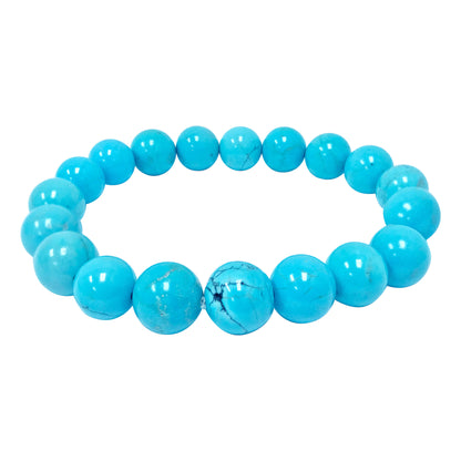 Simulated Blue Turquoise Bead Unisex Handmade Stretch Bracelet - Gem Avenue