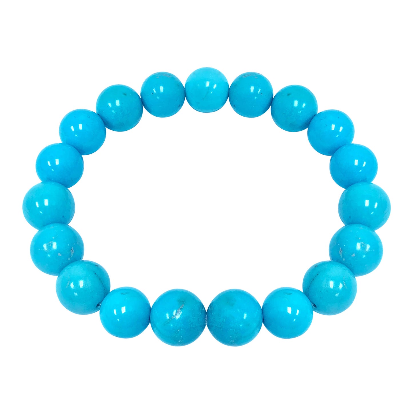 Simulated Blue Turquoise Bead Unisex Handmade Stretch Bracelet - Gem Avenue