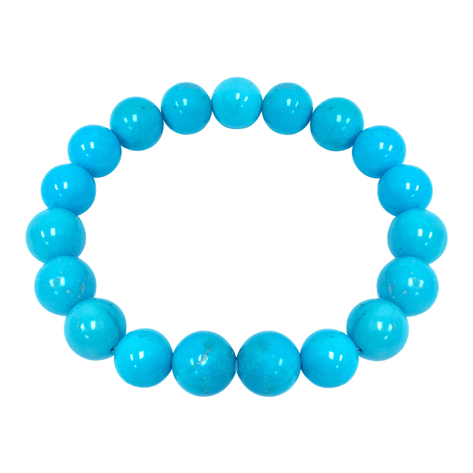Simulated Blue Turquoise Bead Unisex Handmade Stretch Bracelet - Gem Avenue