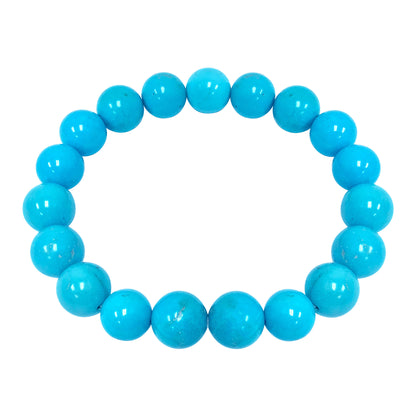 Simulated Blue Turquoise Bead Unisex Handmade Stretch Bracelet - Gem Avenue
