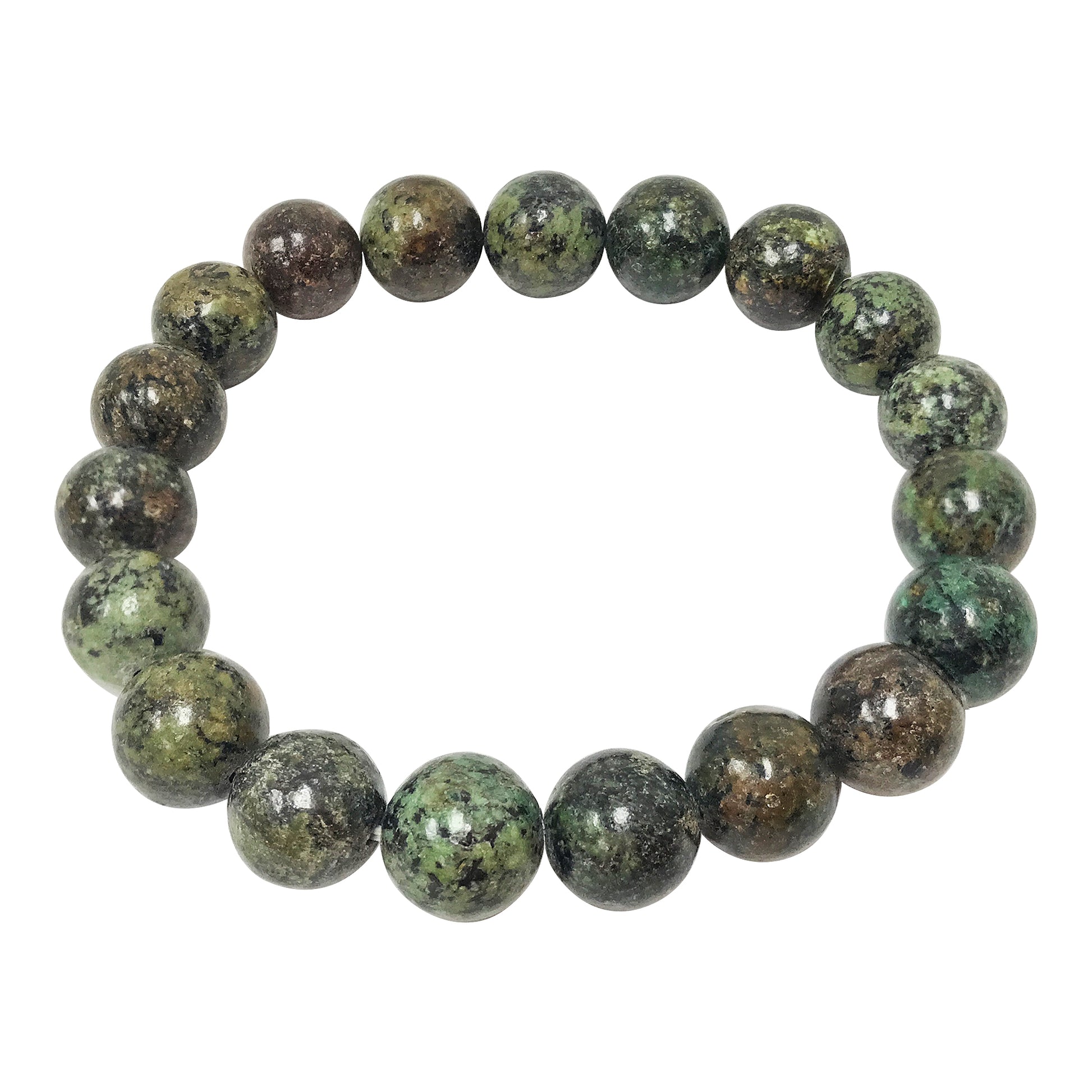 African Green Turquoise Bead Unisex Handmade Stretch Bracelet - Gem Avenue