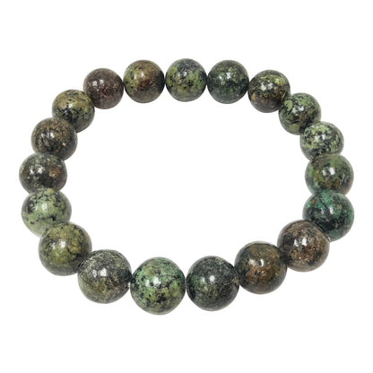 African Green Turquoise Bead Unisex Handmade Stretch Bracelet - Gem Avenue