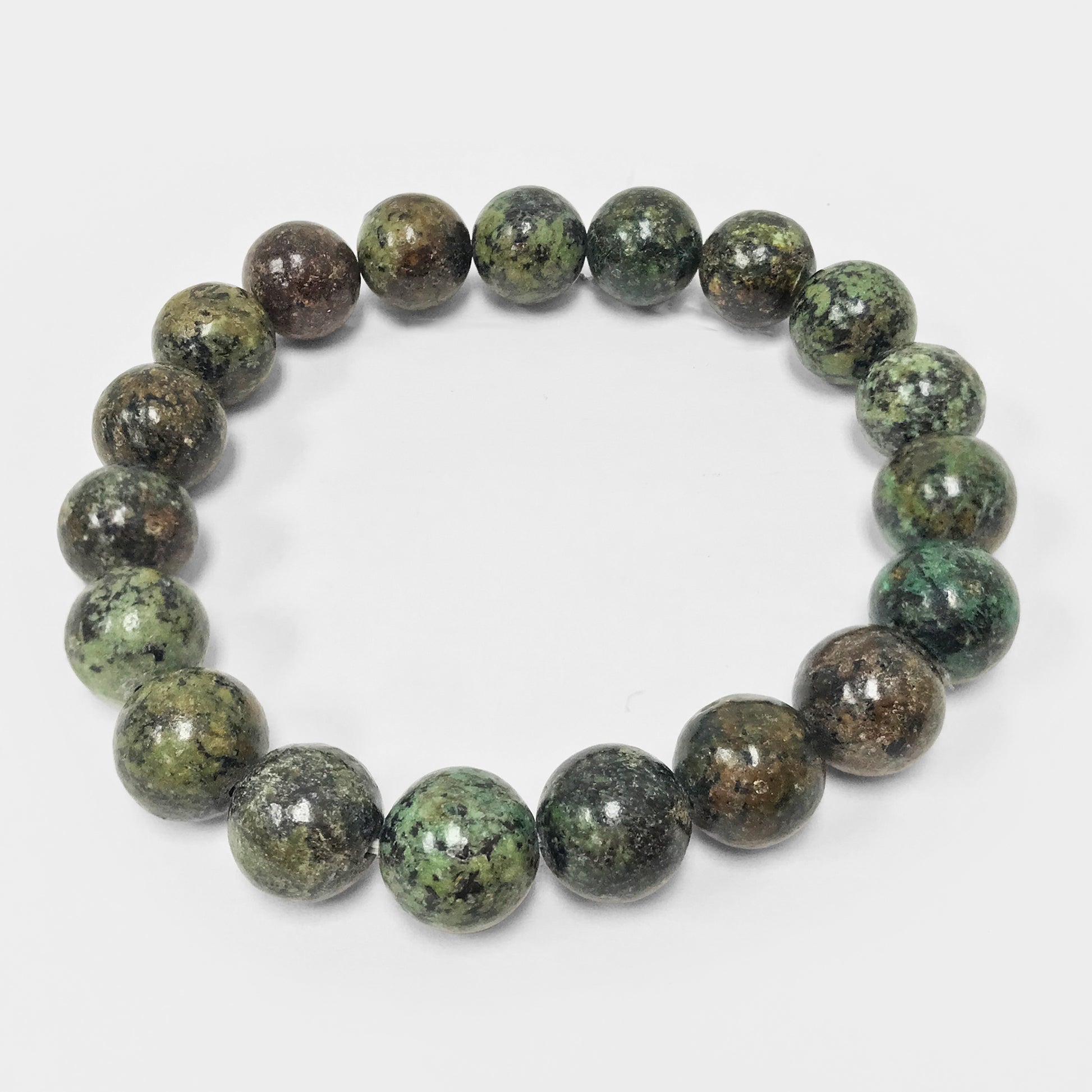 African Green Turquoise Bead Unisex Handmade Stretch Bracelet - Gem Avenue