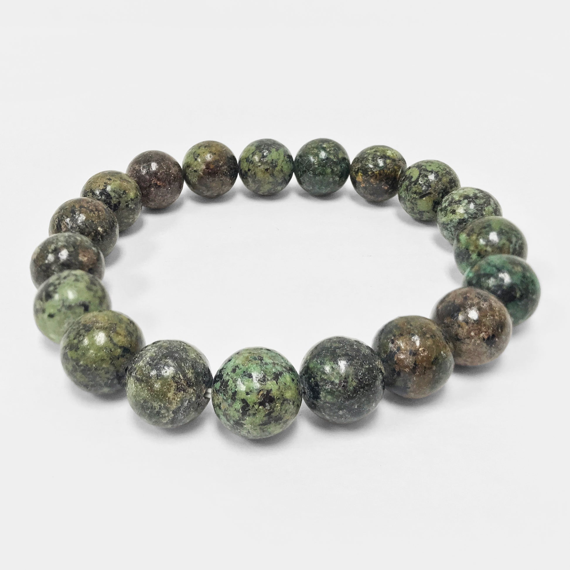 African Green Turquoise Bead Unisex Handmade Stretch Bracelet - Gem Avenue