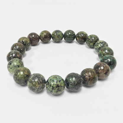 African Green Turquoise Bead Unisex Handmade Stretch Bracelet - Gem Avenue
