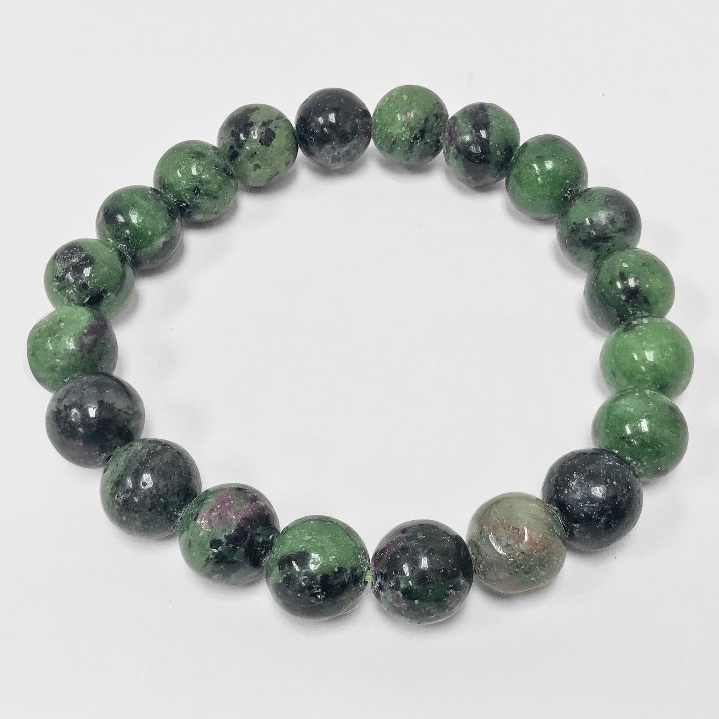 Ruby Zoisite Gemstone Bead Unisex Handmade Stretch Bracelet - Gem Avenue