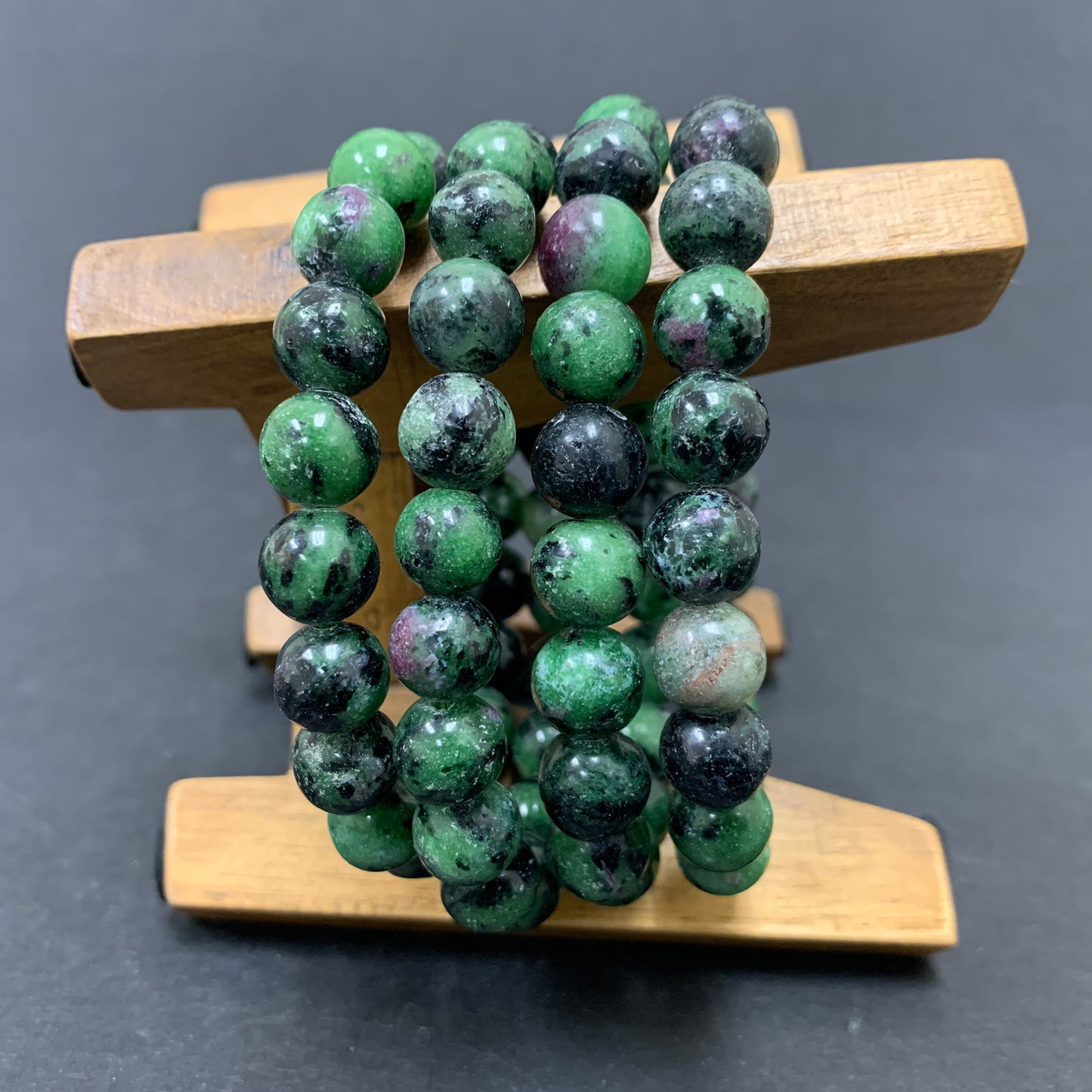 Ruby Zoisite Gemstone Bead Unisex Handmade Stretch Bracelet - Gem Avenue