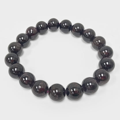 Garnet Gemstone Bead Unisex Handmade Stretch Bracelet - Gem Avenue